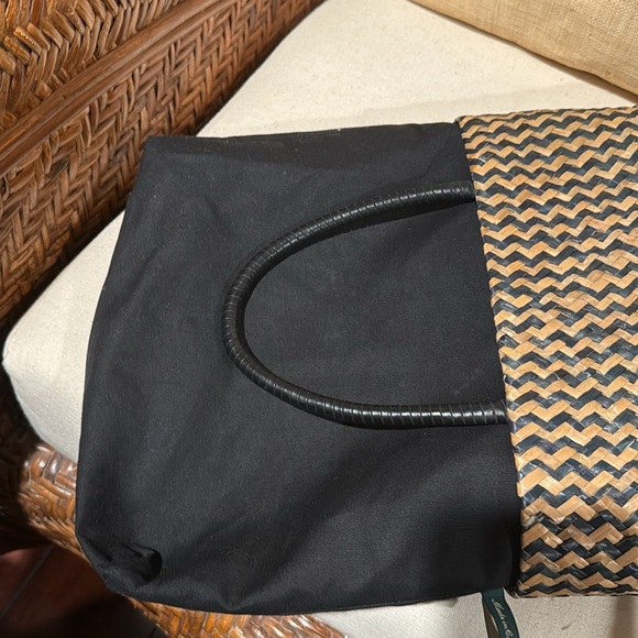 Lauren Ralph Lauren Navy and Tan Woven Tote Set - Picture 6 of 7